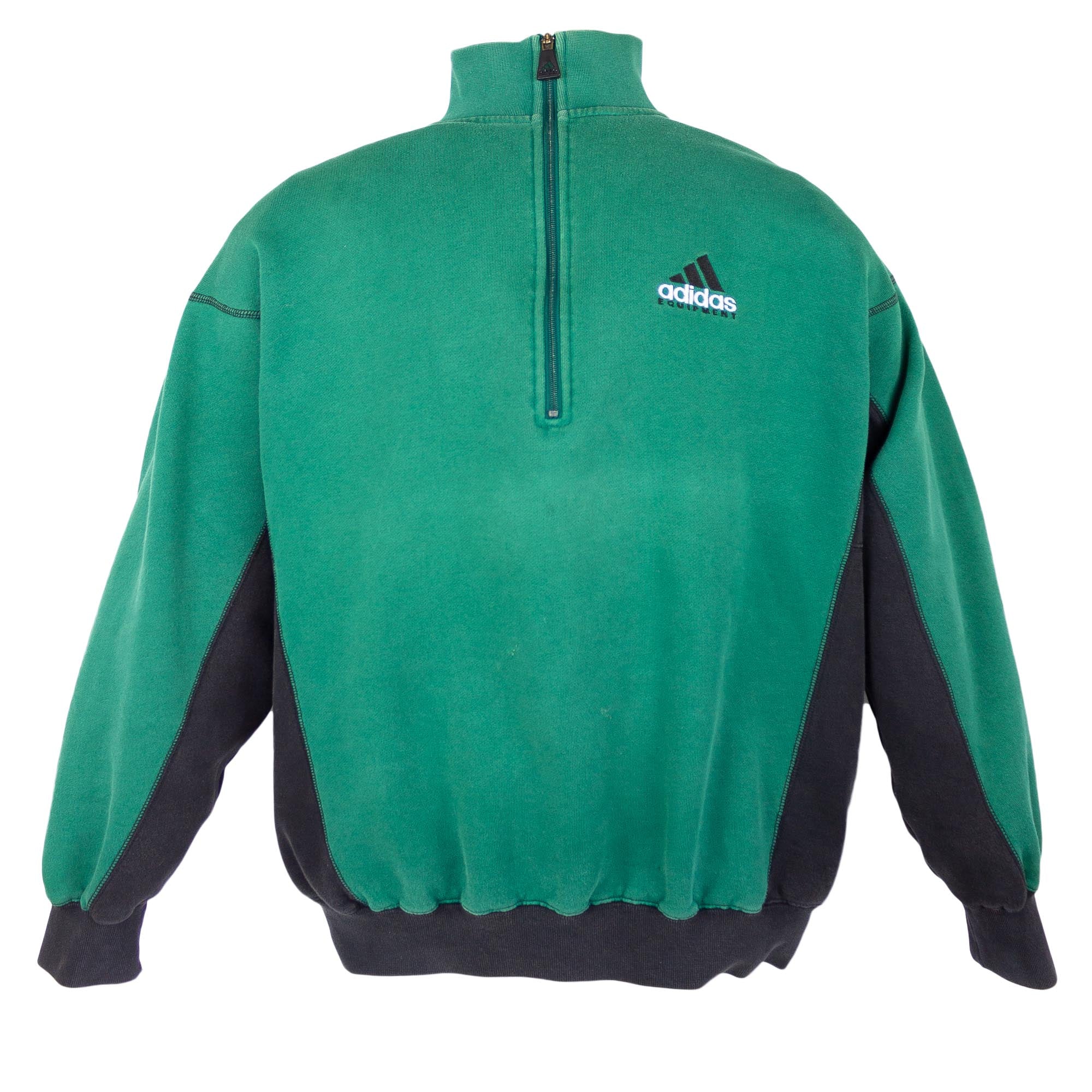 Adidas Equipment 90s Embroidered Spellout 1/4-Zip Sweatshirt (M) NINE TEES Vintage