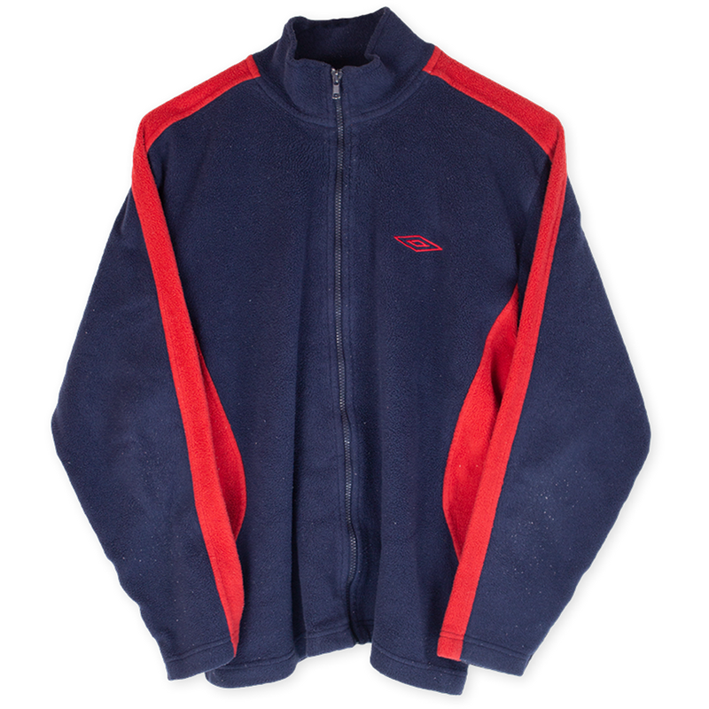 Umbro 90s Embroidered Small Logo Color Block Fleece Jacket (M)