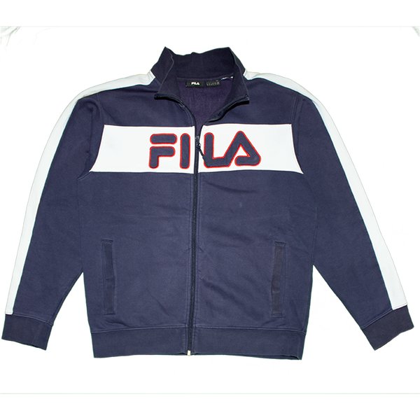 FILA 90s Embroidered Big Logo Spellout Sweatjacket (M)