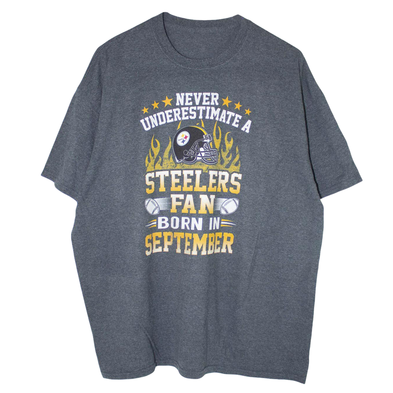 NFL Pittsburgh Steelers Born in September Printed T-Shirt Grey (XXL)