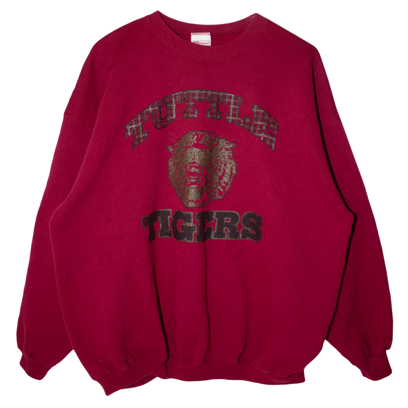 Hanes Vintage Printed Tuttle Tigers Sweater Burgundy (XL)