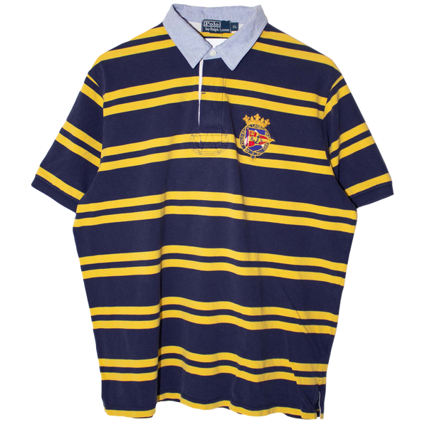 Ralph Lauren Embroidered Big Logo Striped Poloshirt Yellow/Navy (XL)