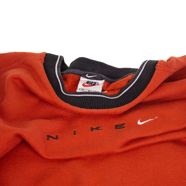 Nike 90s Embroidered Small Spellout Swoosh Sweatshirt (M)