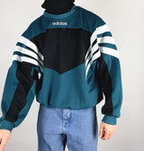 Adidas 90s Striped Small Spellout Sweatshirt (M)